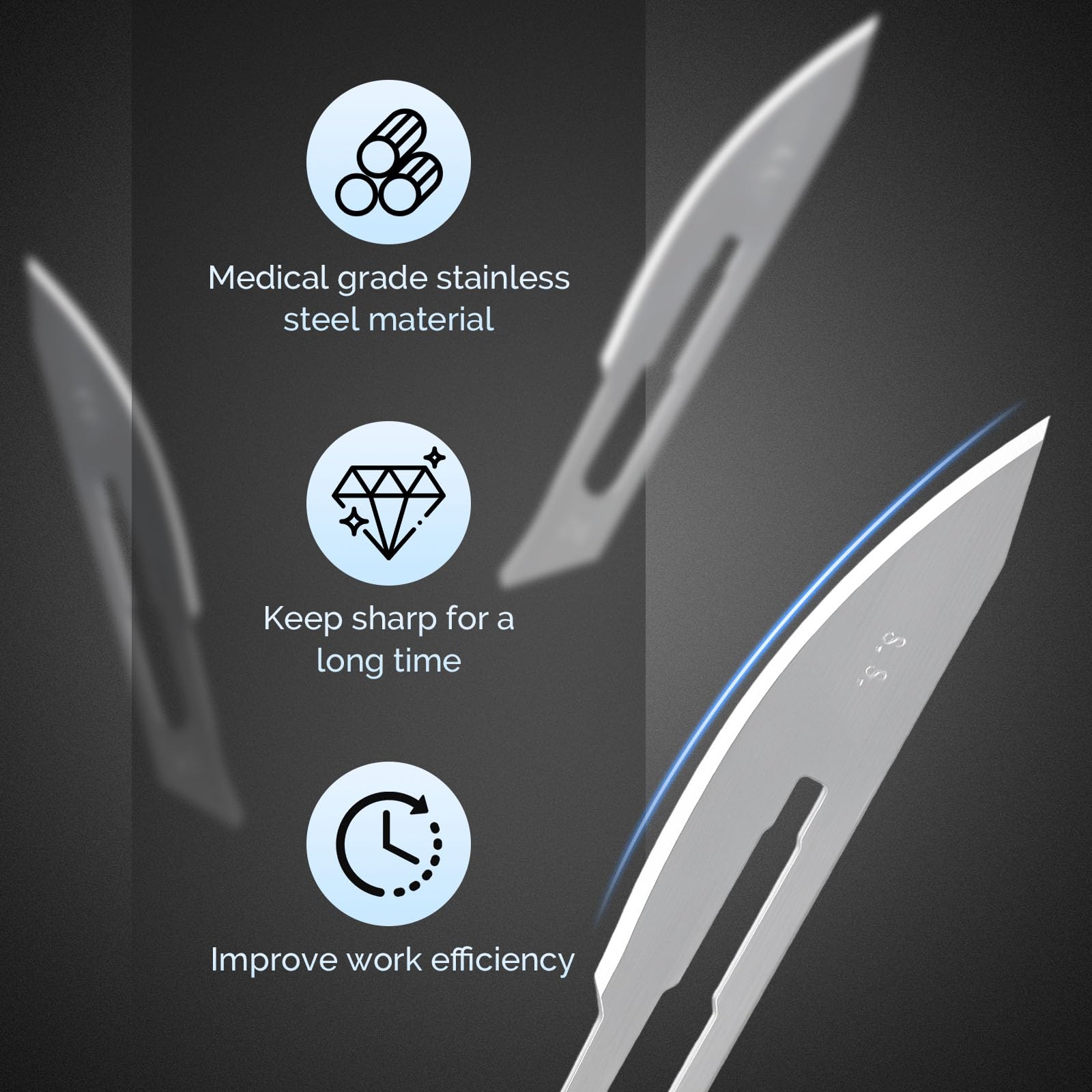 JMU 100pcs Disposable Sterile Surgical Scalpel Blades #15 | Individually Foil Wrapped, Stainless Steel Scalpel Blades