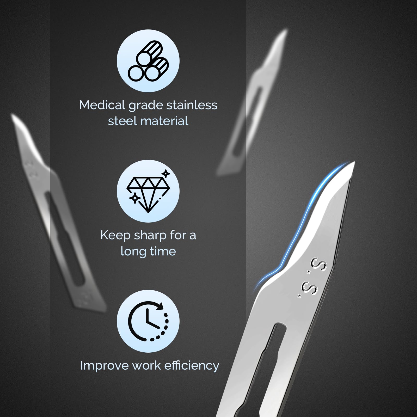 JMU 100pcs Disposable Sterile Surgical Scalpel Blades #15 | Individually Foil Wrapped, Stainless Steel Scalpel Blades