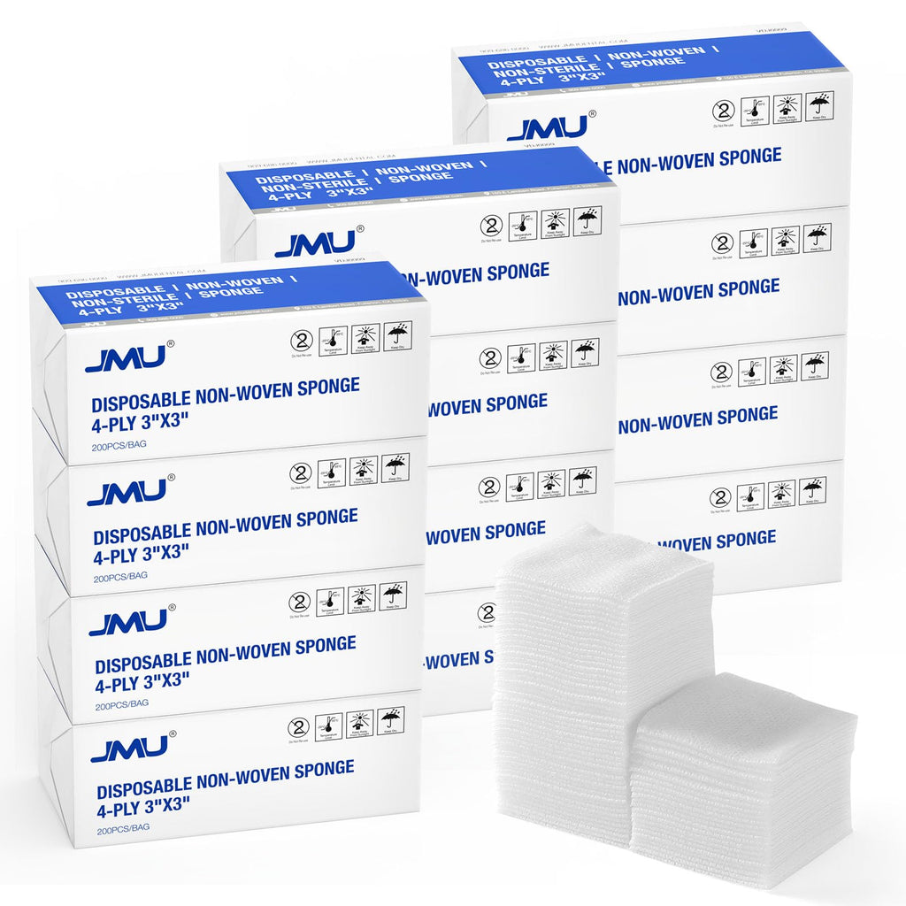 JMU 1000 Gauze Pads 2x2, Sponge Non-Woven 4-Ply Non-Sterile Dental Pads All Purpose Gauze