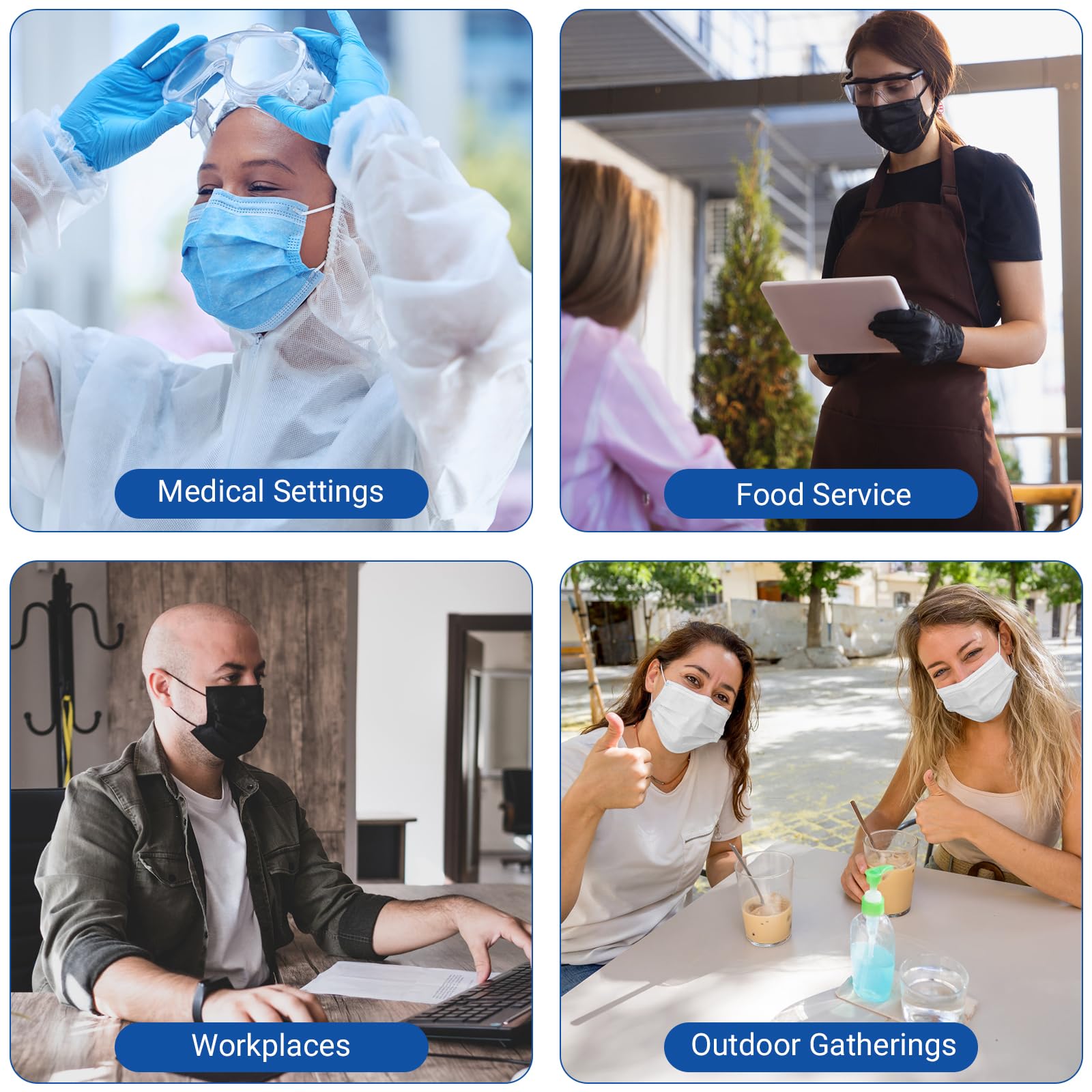 JMU Level 3 Disposable Face Mask 4-Ply for Adult, Medical Grade, ≥98% Filtration, Breathable & Comfortable, 50 Pack