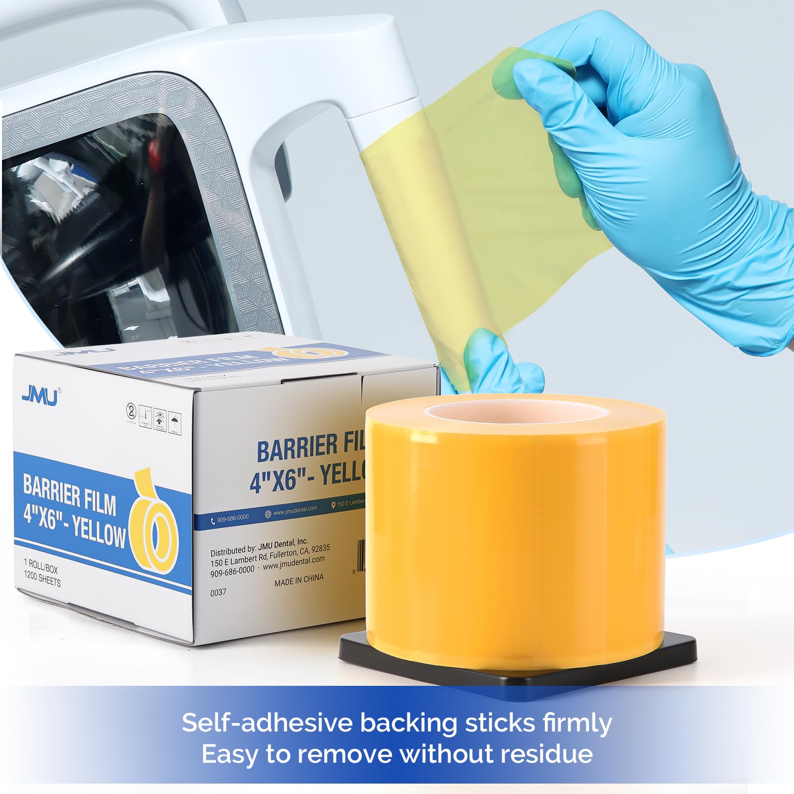 JMU Blue Barrier Film, Barrier Film Tattoo 4" x 6" Barrier Tape, Dental Barrier Film Roll (1 Rolls, 1200 Sheets)