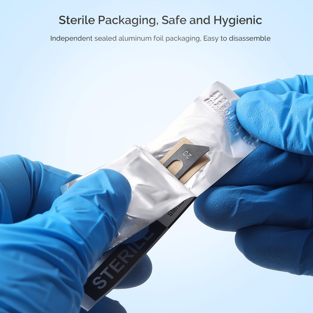 JMU 100pcs Disposable Sterile Surgical Scalpel Blades #15 | Individually Foil Wrapped, Stainless Steel Scalpel Blades