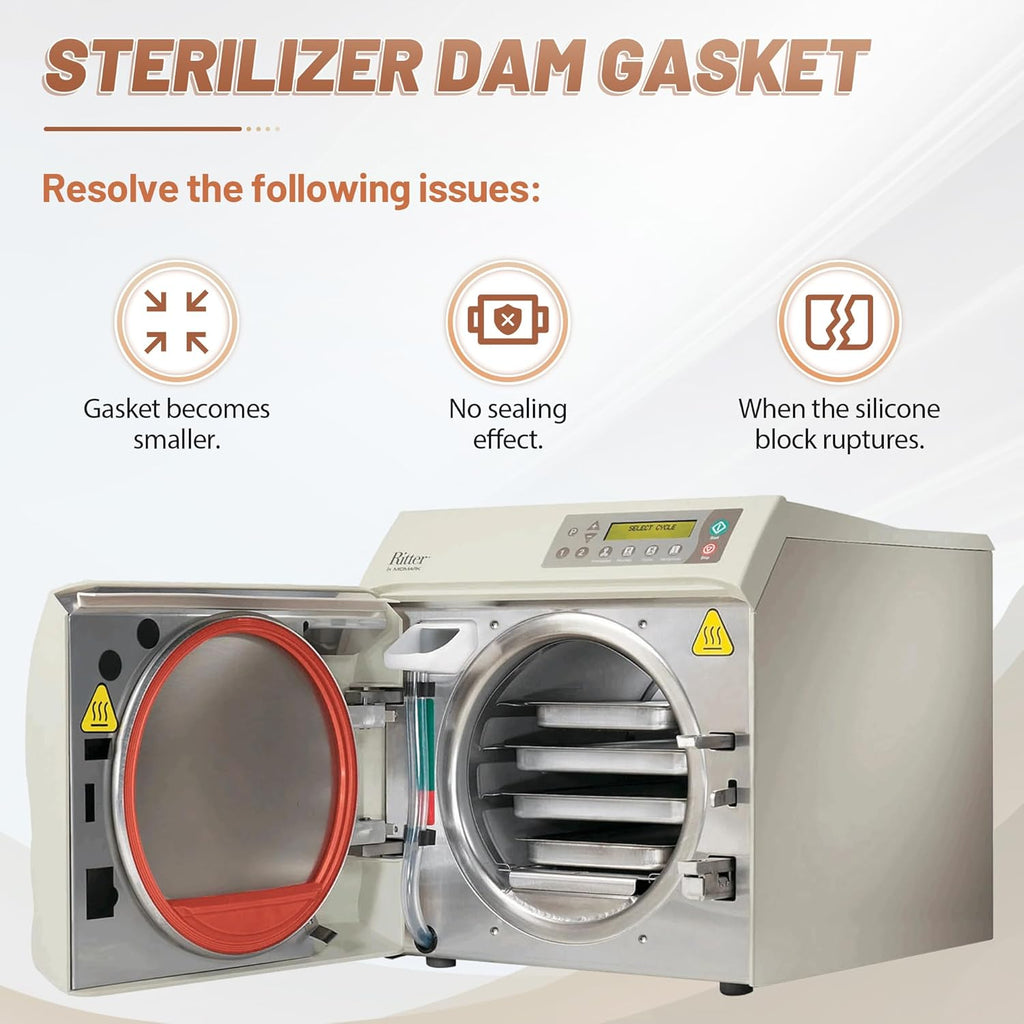 Steam Block Kit 002-1244-02 for Midmark M11 Ultraclave Automatic Sterilizer, Door Gasket Silicone Rubber Steam Block Replacement for Midmark Ritter M11, M11D Series