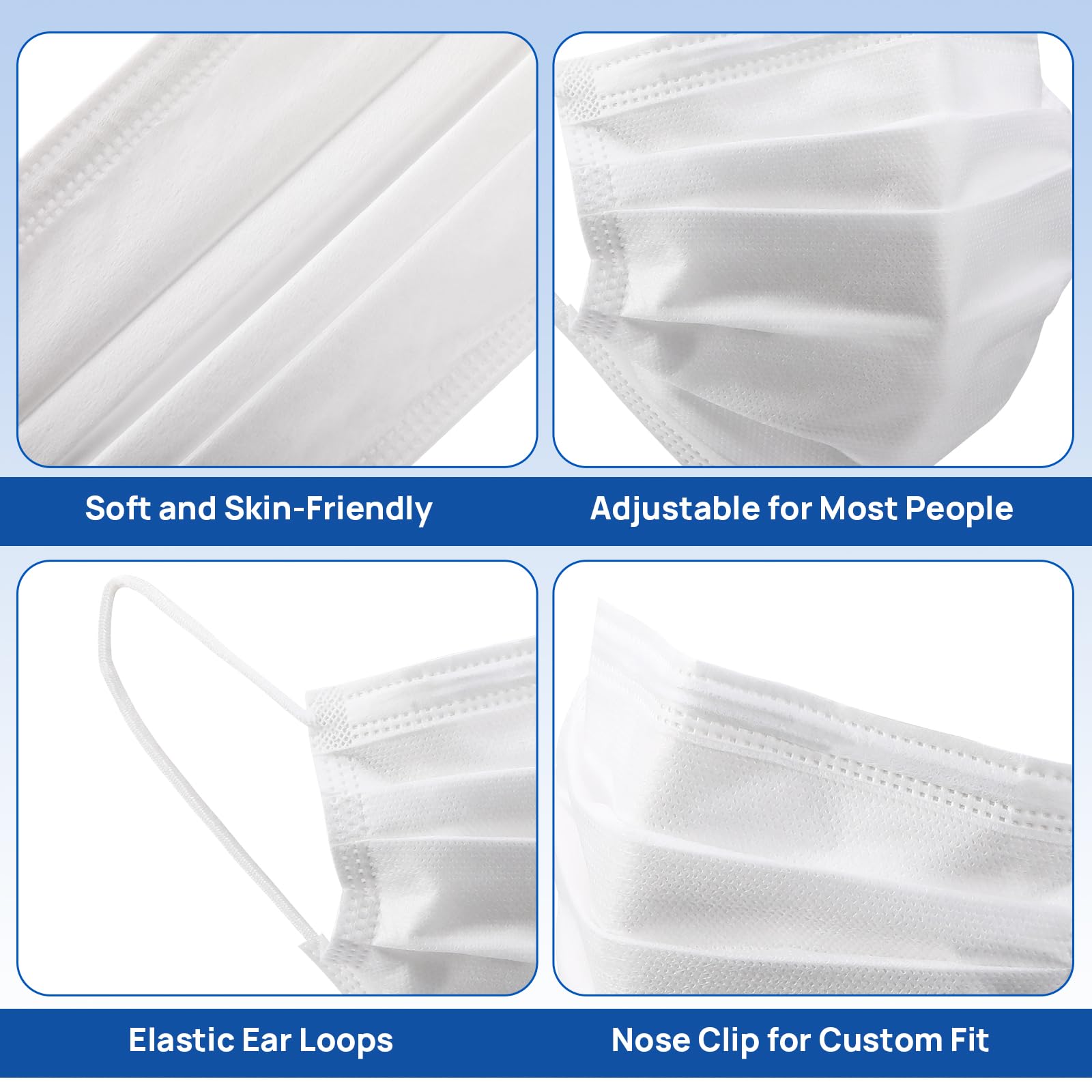JMU Level 3 Disposable Face Mask 4-Ply for Adult, Medical Grade, ≥98% Filtration, Breathable & Comfortable, 50 Pack