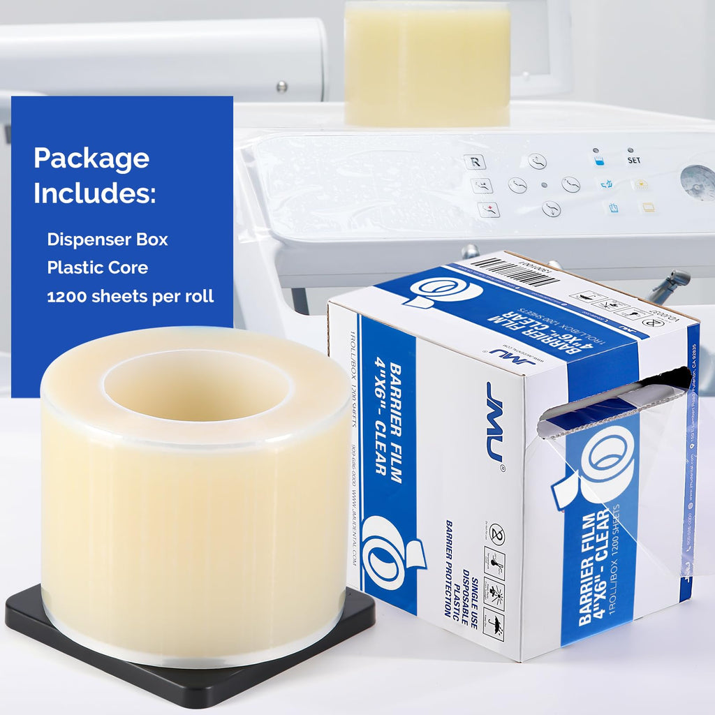 JMU Blue Barrier Film, Barrier Film Tattoo 4" x 6" Barrier Tape, Dental Barrier Film Roll (1 Rolls, 1200 Sheets)