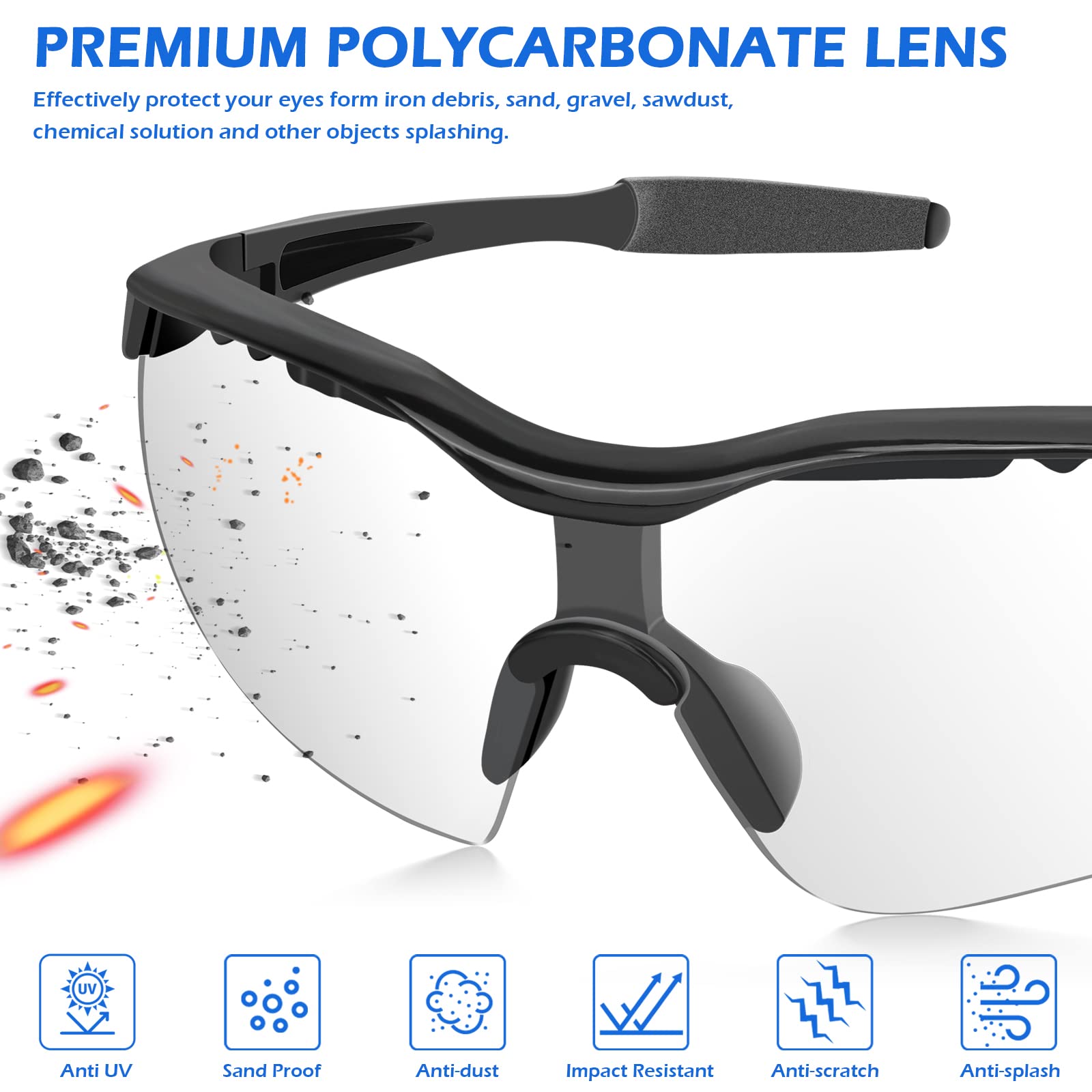 OXG 6 Pack Tinted Safety Glasses for Men Women, Safety Goggles ANSI Z87.1 Protective Eyewear Scratch Resistant Eye Protection