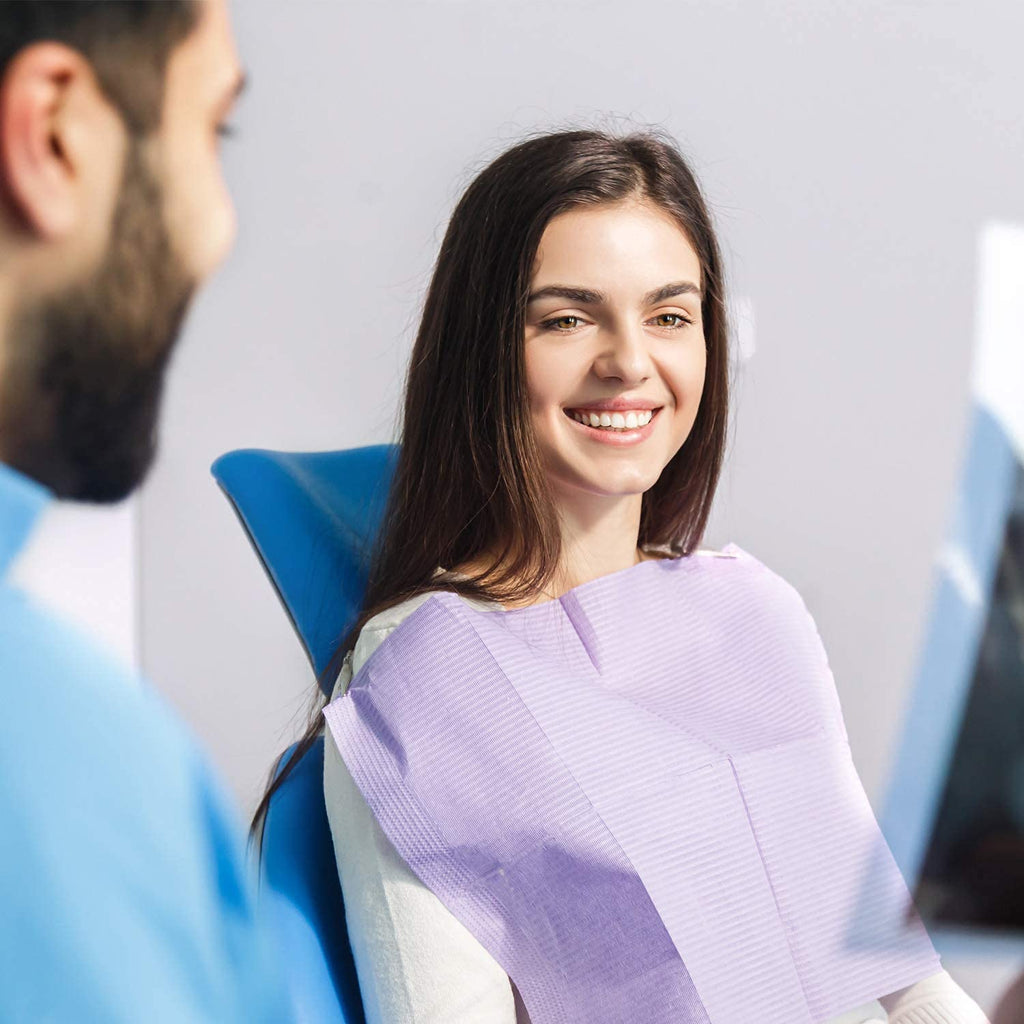 JMU Blue Dental Bibs 500, Dental Bibs Disposable, Tattoo Bibs 13" x 18" | 2-Ply Paper 1-Ply Film