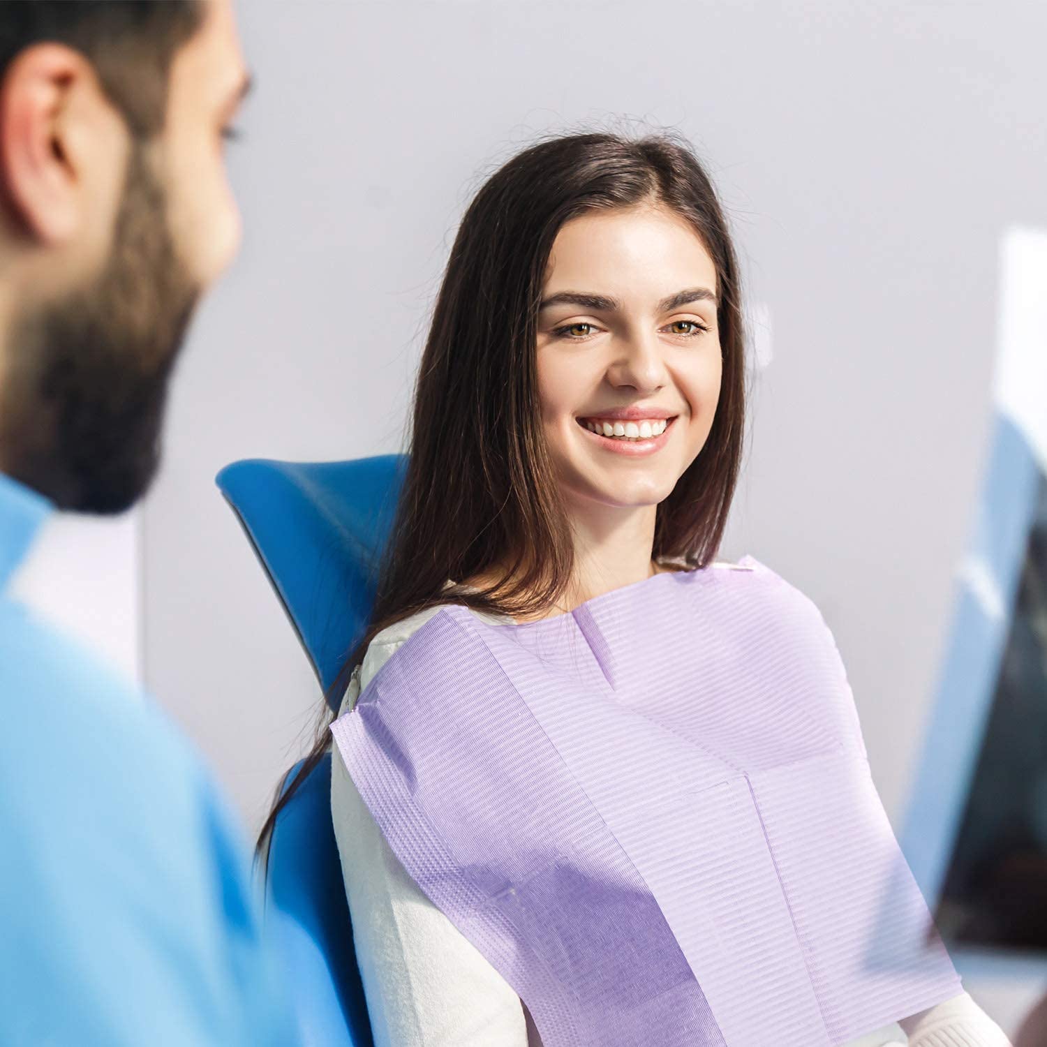 JMU Blue Dental Bibs 500, Dental Bibs Disposable, Tattoo Bibs 13" x 18" | 2-Ply Paper 1-Ply Film