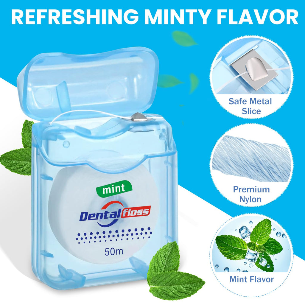 Geiserailie 72 Pack Dental Floss Bulk Mint Flavored 50m Each Travel Dental Floss Waxed Oral Care for Teeth Protection(Multicolor)