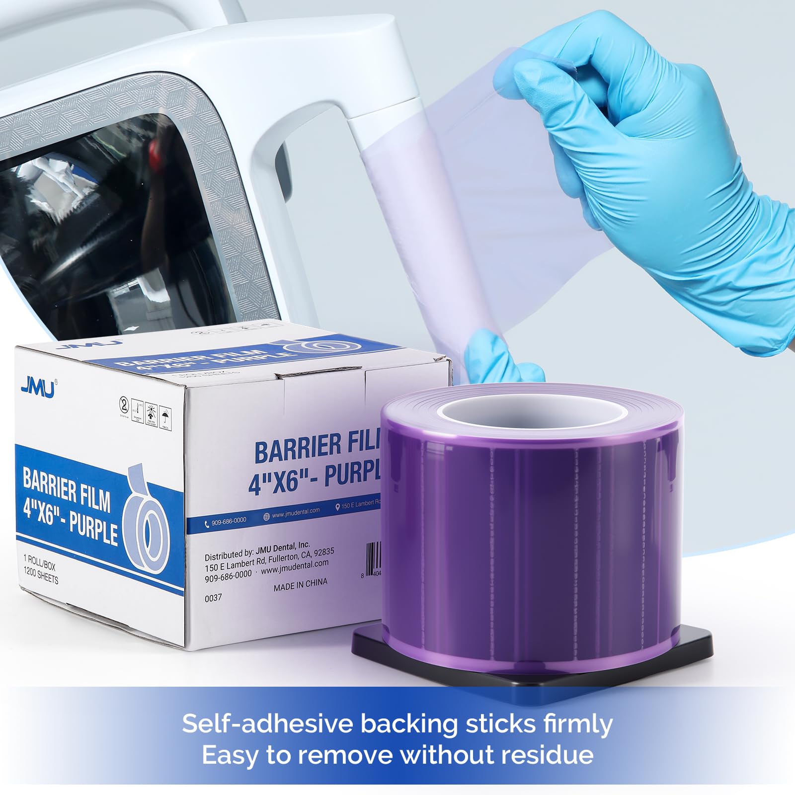 JMU Blue Barrier Film, Barrier Film Tattoo 4" x 6" Barrier Tape, Dental Barrier Film Roll (1 Rolls, 1200 Sheets)
