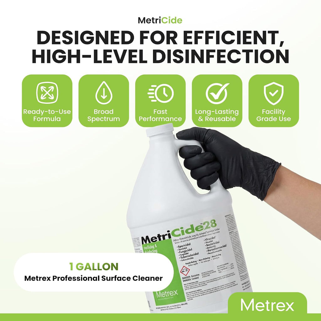 Metrex MetriCide 28 Sterilizing Solution, 1 Gallon | 2.5% Glutaraldehyde High-Level Disinfecting Solution, Reusable up to 28 Days, Heat-Sensitive Medical Tools