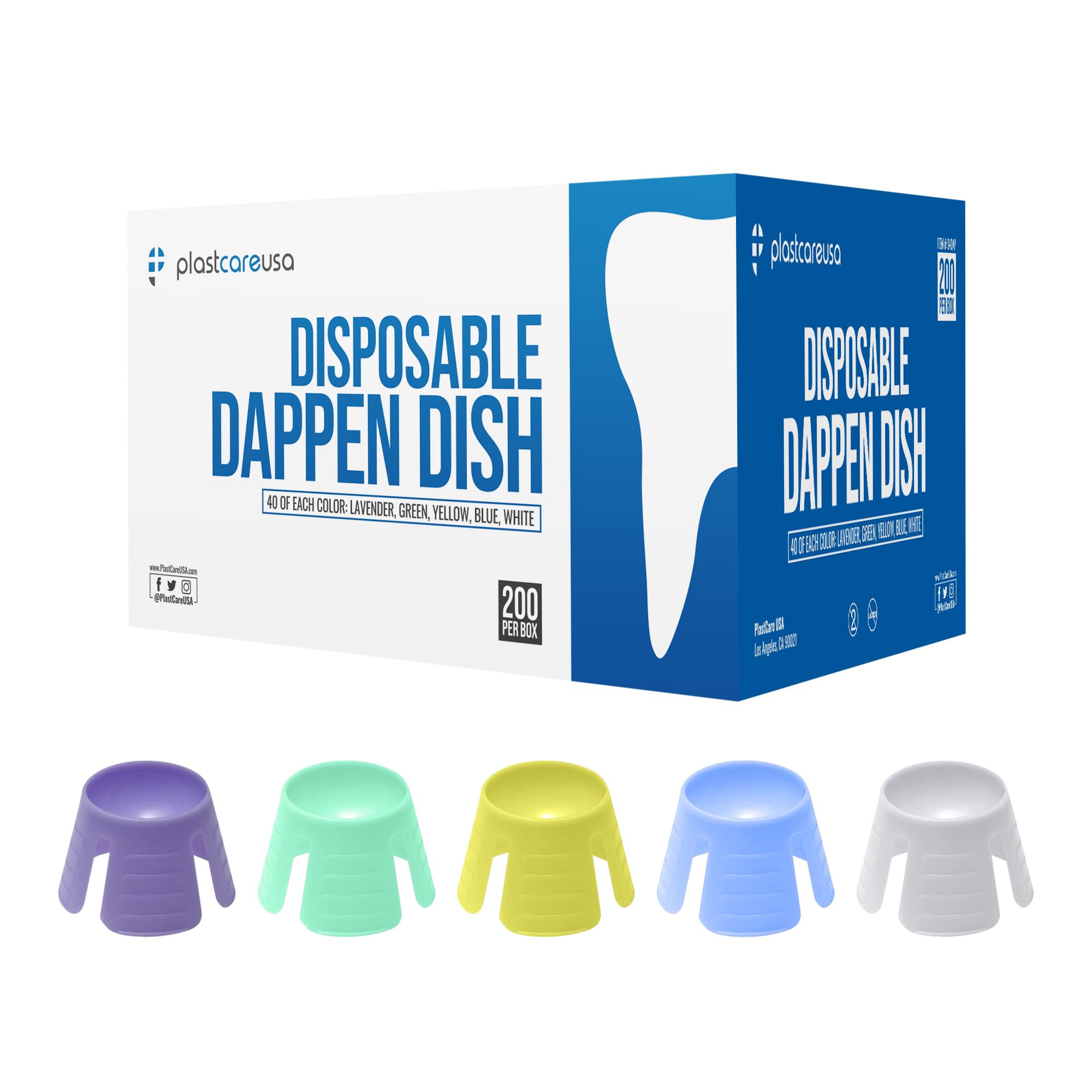 200 PlastCare USA Assorted Dappen Dish, Disposable Small Plastic Containers – Liquid Bowls for Dental and Nail Procedures