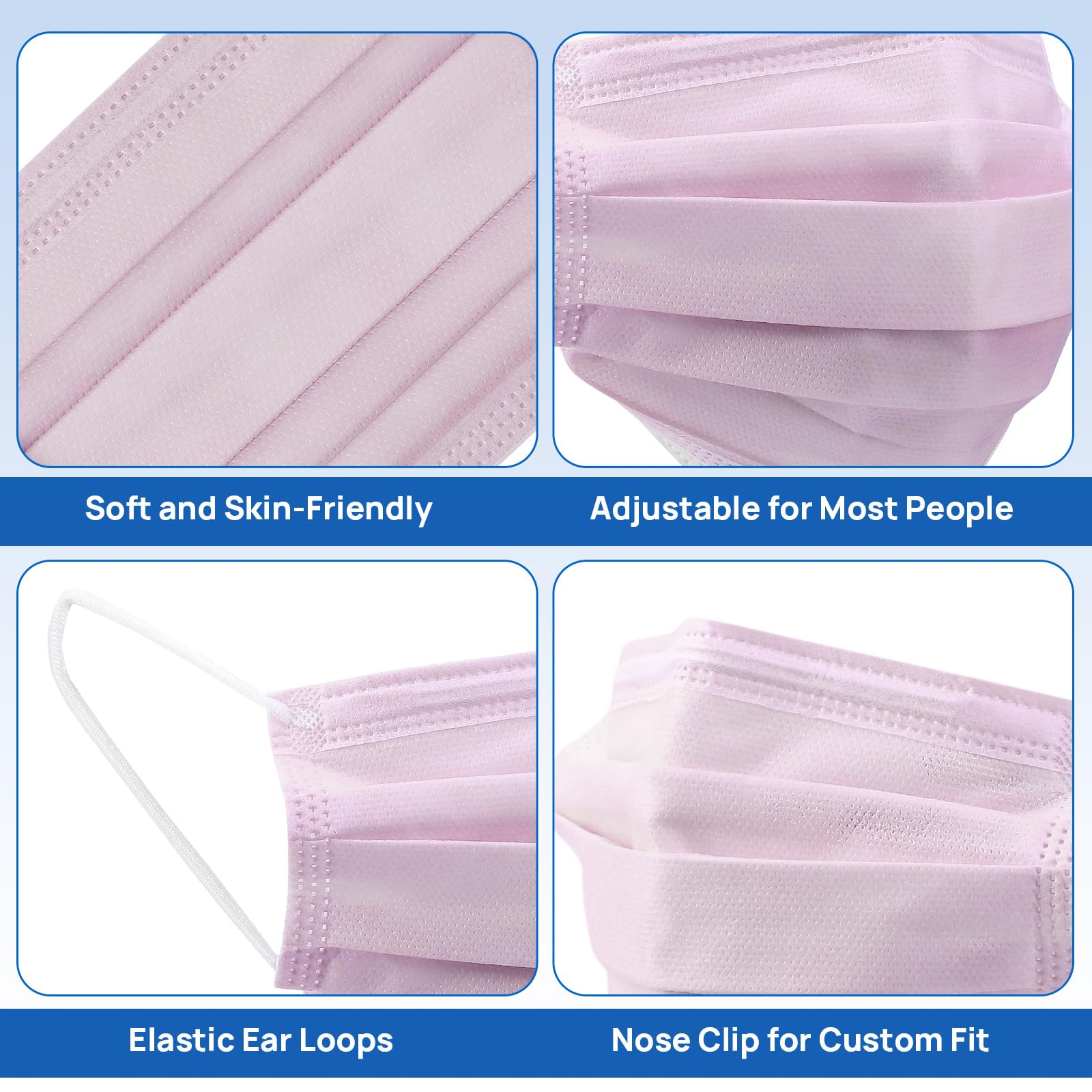 JMU Level 3 Disposable Face Mask 4-Ply for Adult, Medical Grade, ≥98% Filtration, Breathable & Comfortable, 50 Pack