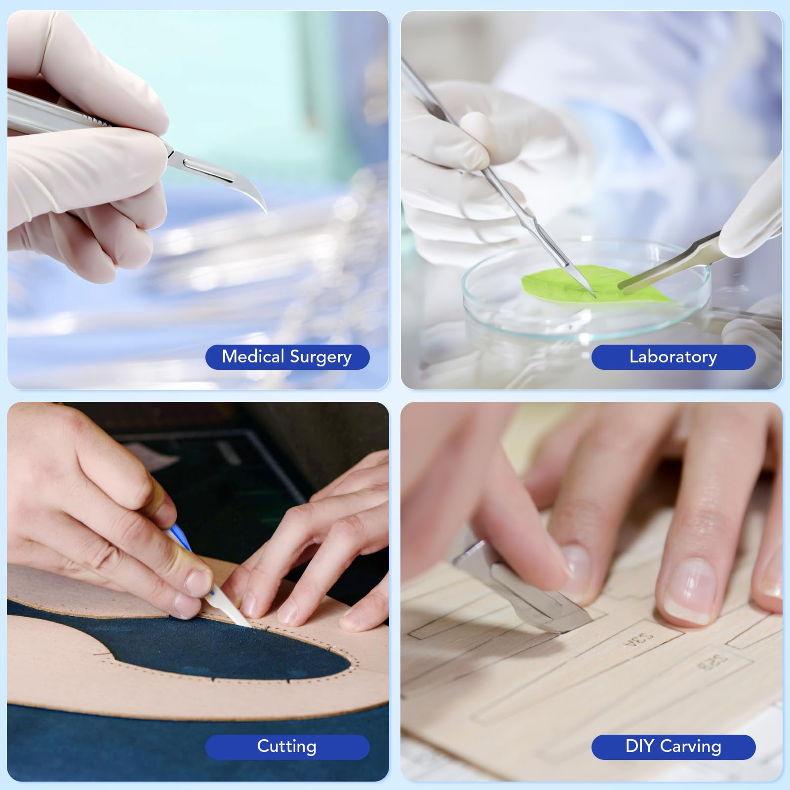 JMU 100pcs Disposable Sterile Surgical Scalpel Blades #15 | Individually Foil Wrapped, Stainless Steel Scalpel Blades