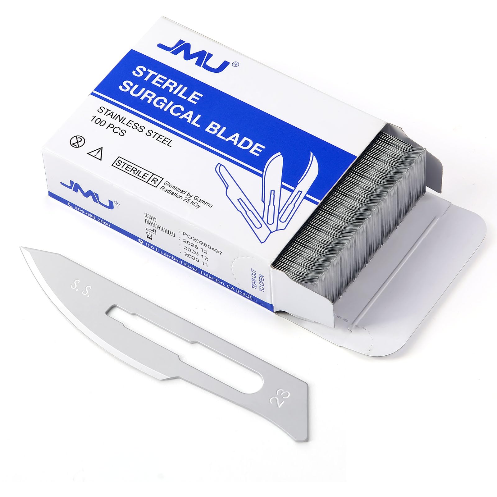 JMU 100pcs Disposable Sterile Surgical Scalpel Blades #15 | Individually Foil Wrapped, Stainless Steel Scalpel Blades