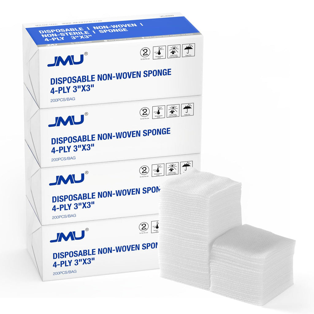 JMU 1000 Gauze Pads 2x2, Sponge Non-Woven 4-Ply Non-Sterile Dental Pads All Purpose Gauze