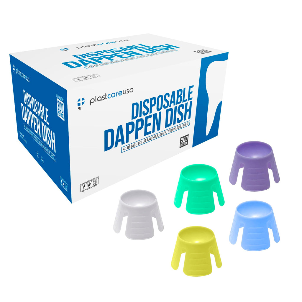 200 PlastCare USA Assorted Dappen Dish, Disposable Small Plastic Containers – Liquid Bowls for Dental and Nail Procedures
