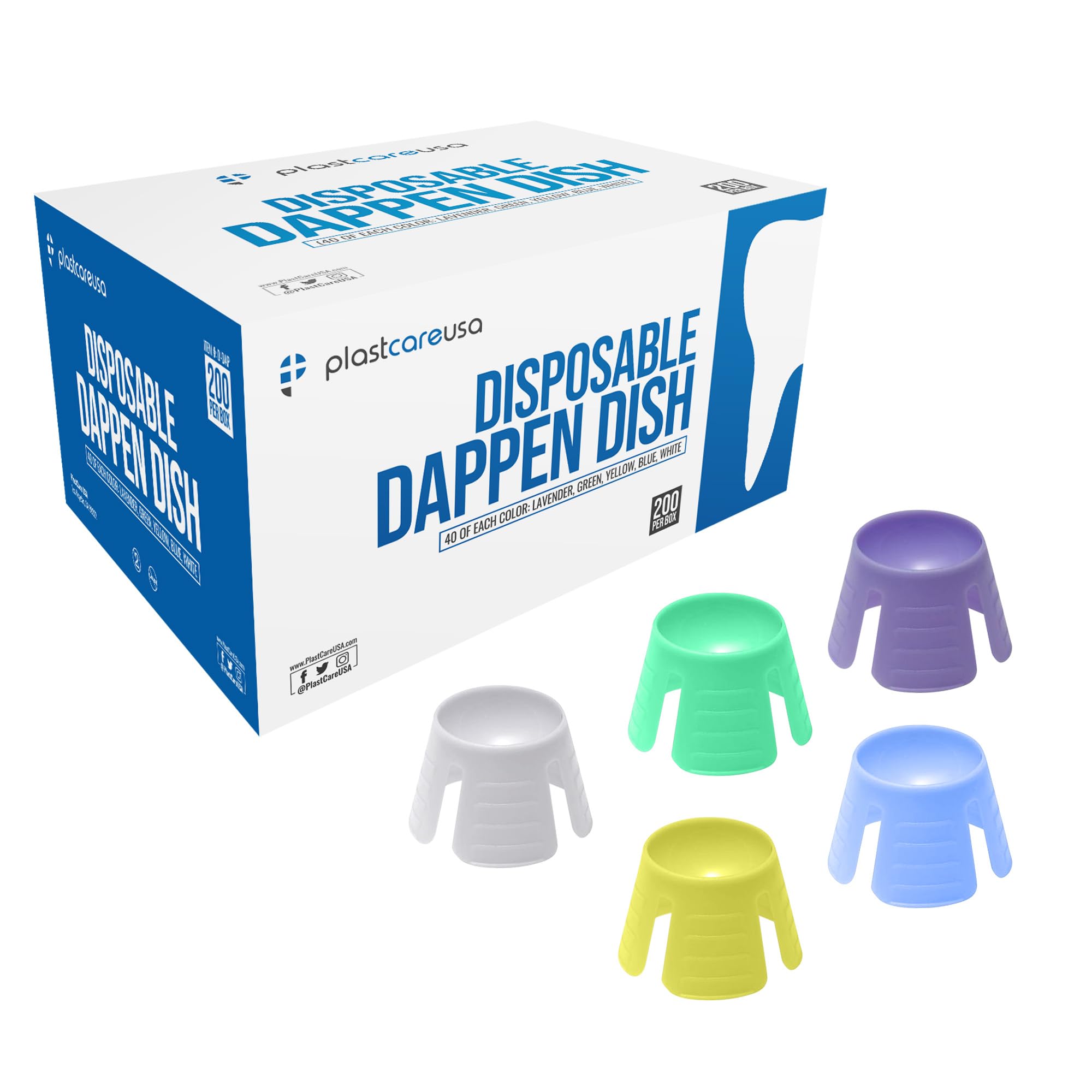 200 PlastCare USA Assorted Dappen Dish, Disposable Small Plastic Containers – Liquid Bowls for Dental and Nail Procedures