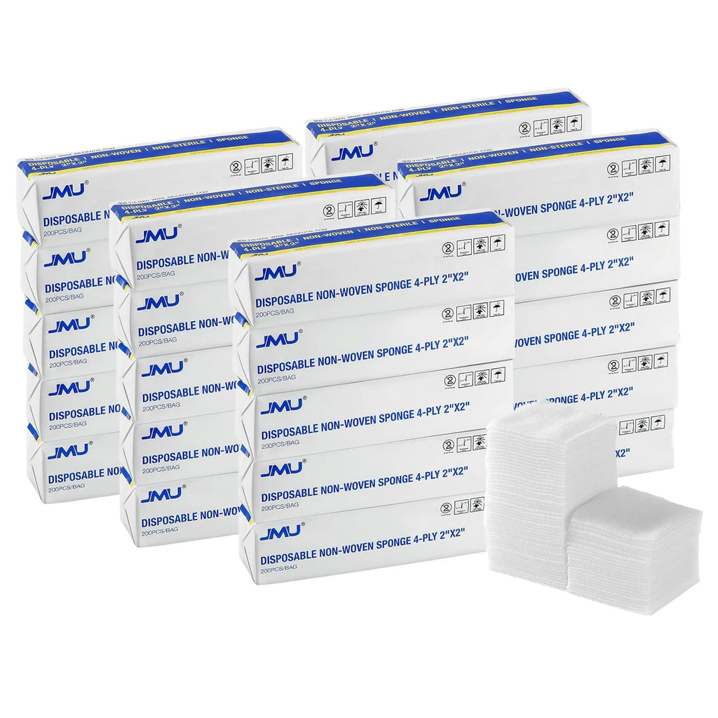 JMU 1000 Gauze Pads 2x2, Sponge Non-Woven 4-Ply Non-Sterile Dental Pads All Purpose Gauze