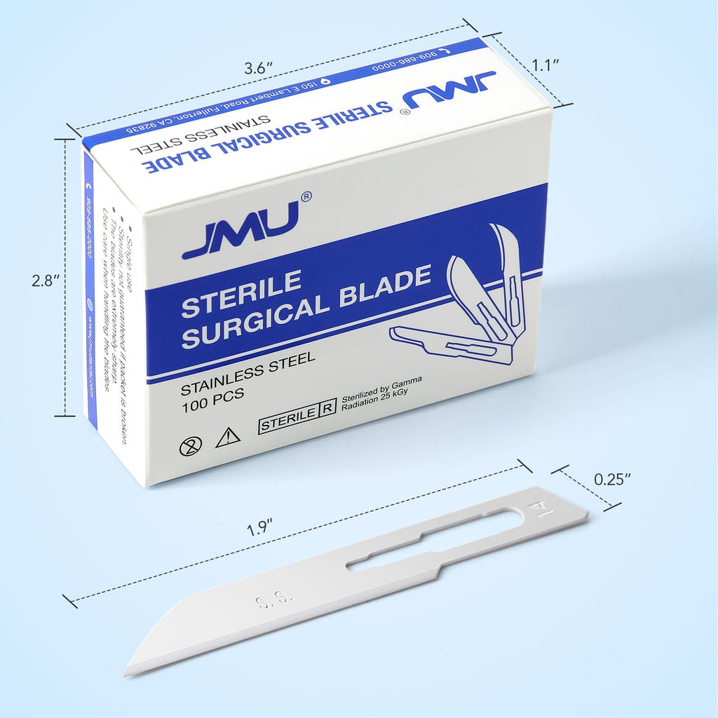 JMU 100pcs Disposable Sterile Surgical Scalpel Blades #15 | Individually Foil Wrapped, Stainless Steel Scalpel Blades