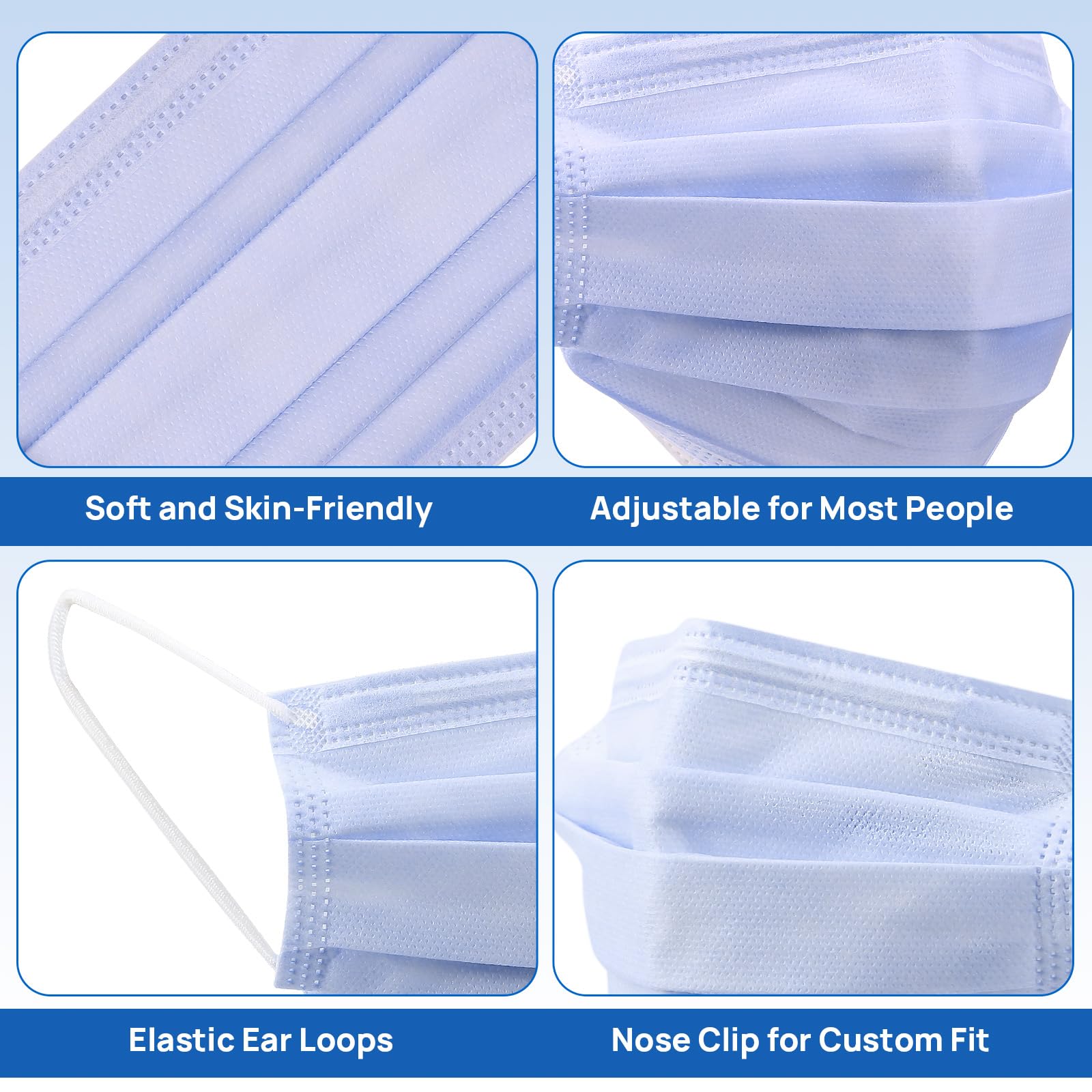JMU Level 3 Disposable Face Mask 4-Ply for Adult, Medical Grade, ≥98% Filtration, Breathable & Comfortable, 50 Pack