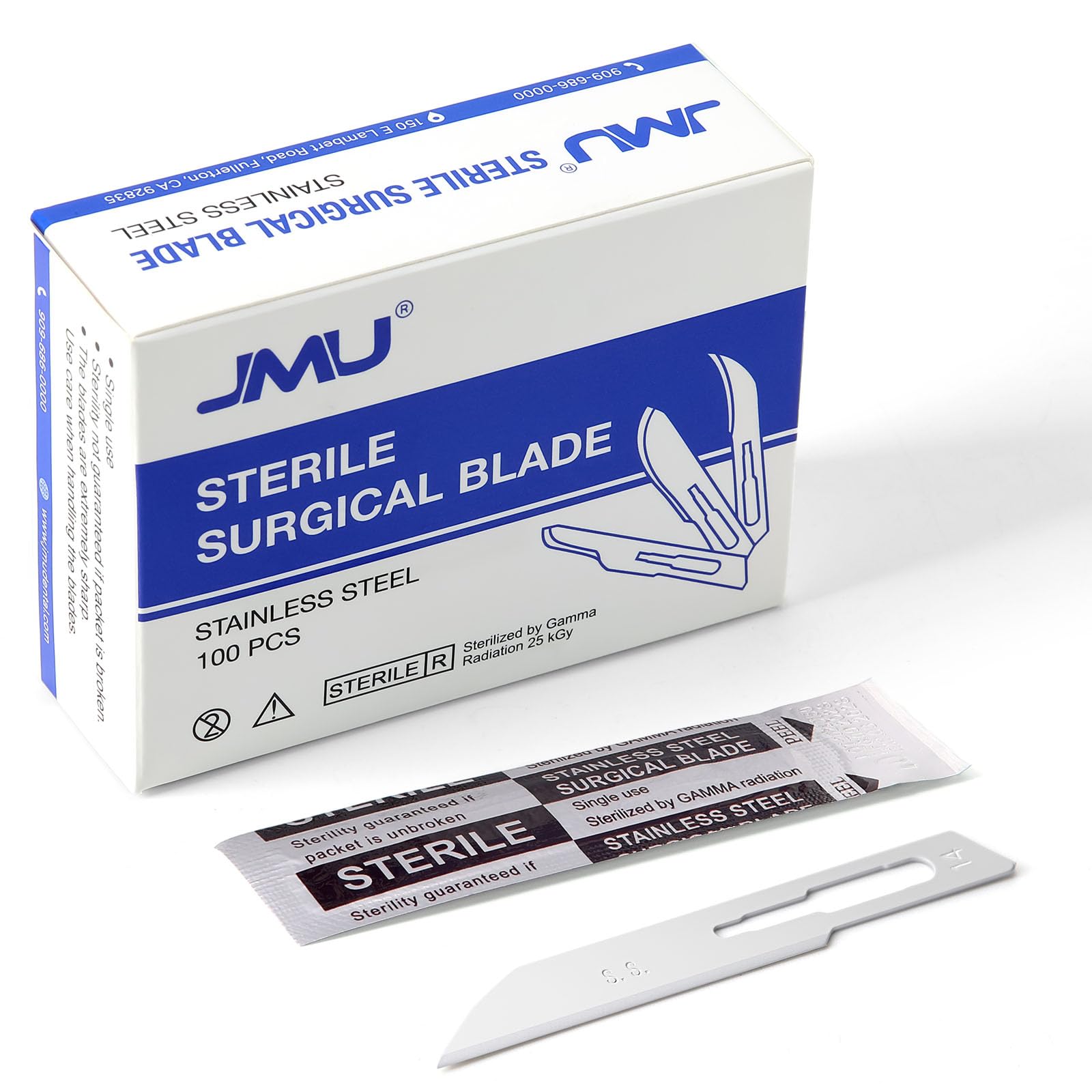 JMU 100pcs Disposable Sterile Surgical Scalpel Blades #15 | Individually Foil Wrapped, Stainless Steel Scalpel Blades
