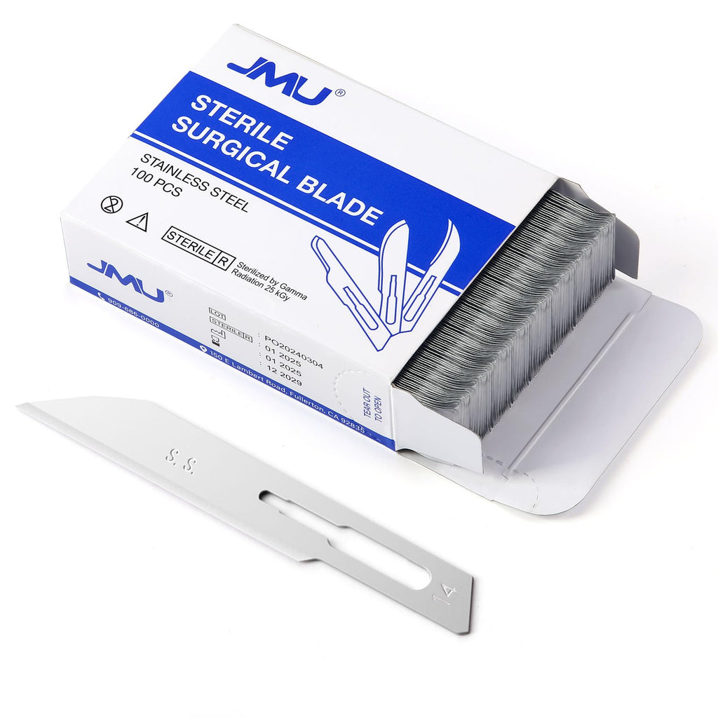 JMU 100pcs Disposable Sterile Surgical Scalpel Blades #15 | Individually Foil Wrapped, Stainless Steel Scalpel Blades