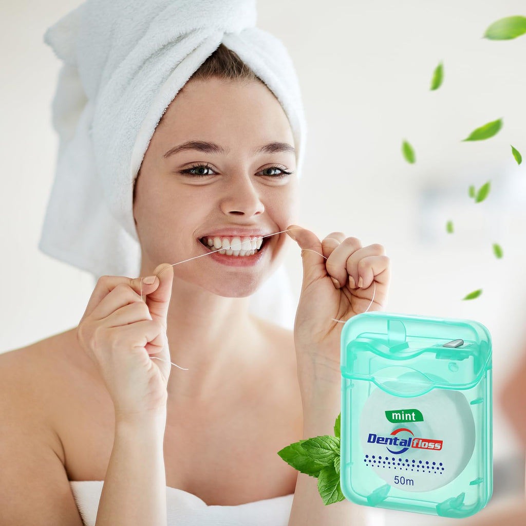 Geiserailie 72 Pack Dental Floss Bulk Mint Flavored 50m Each Travel Dental Floss Waxed Oral Care for Teeth Protection(Multicolor)