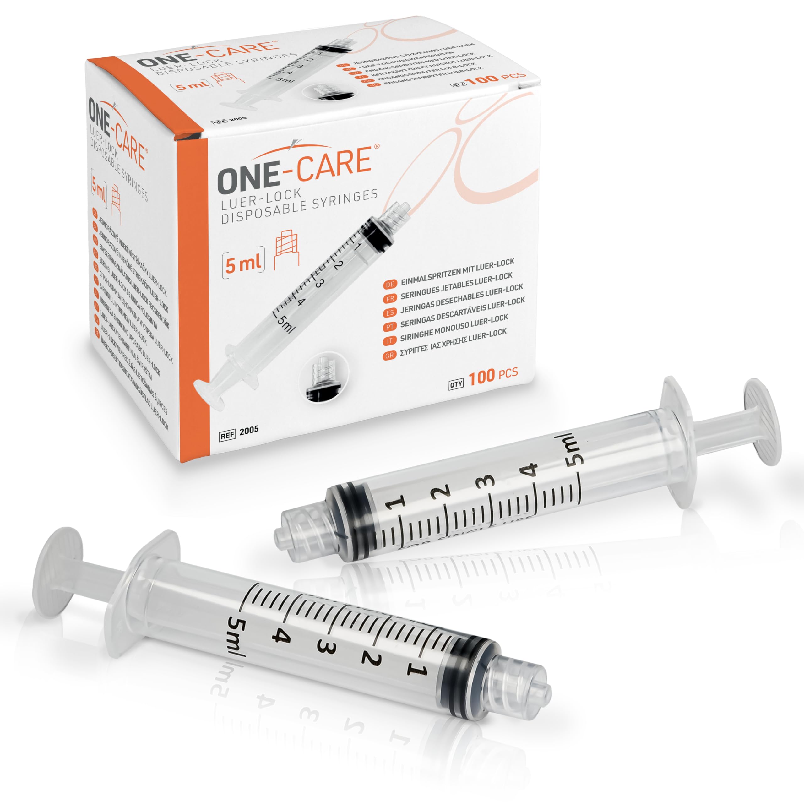 ONE-CARE 3ml Luer-Lock Syringes, Sterile, 100/bx Blister-Packed Syringes 3cc