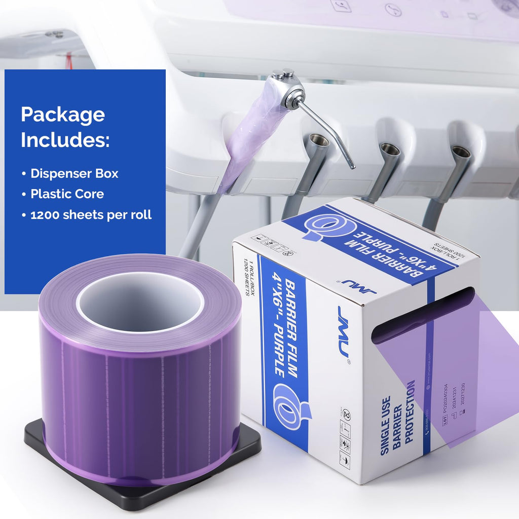 JMU Blue Barrier Film, Barrier Film Tattoo 4" x 6" Barrier Tape, Dental Barrier Film Roll (1 Rolls, 1200 Sheets)