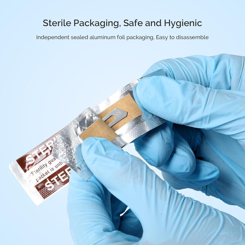 JMU 100pcs Disposable Sterile Surgical Scalpel Blades #15 | Individually Foil Wrapped, Stainless Steel Scalpel Blades