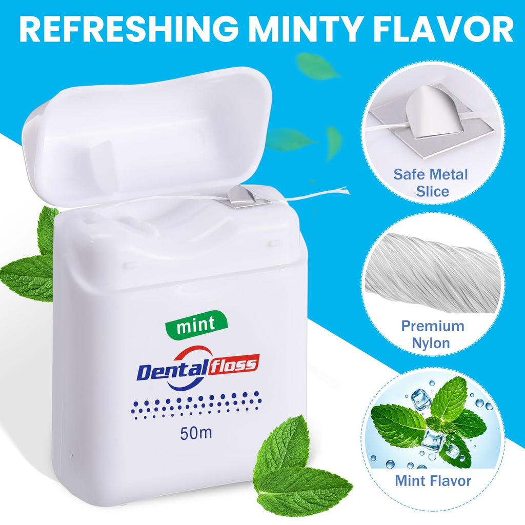 Geiserailie 72 Pack Dental Floss Bulk Mint Flavored 50m Each Travel Dental Floss Waxed Oral Care for Teeth Protection(Multicolor)