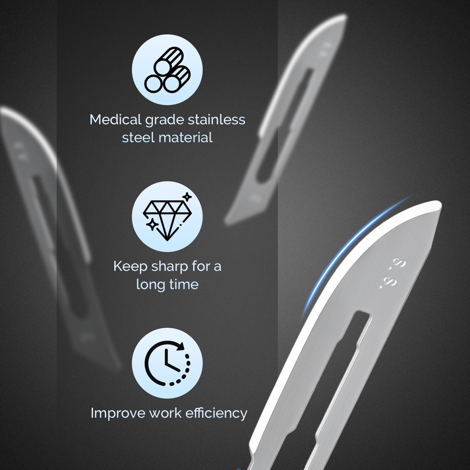 JMU 100pcs Disposable Sterile Surgical Scalpel Blades #15 | Individually Foil Wrapped, Stainless Steel Scalpel Blades