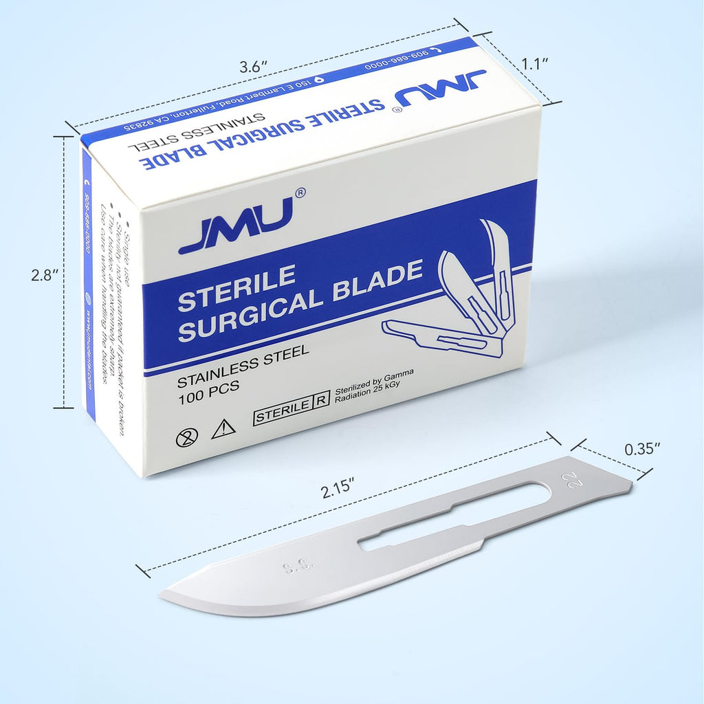JMU 100pcs Disposable Sterile Surgical Scalpel Blades #15 | Individually Foil Wrapped, Stainless Steel Scalpel Blades