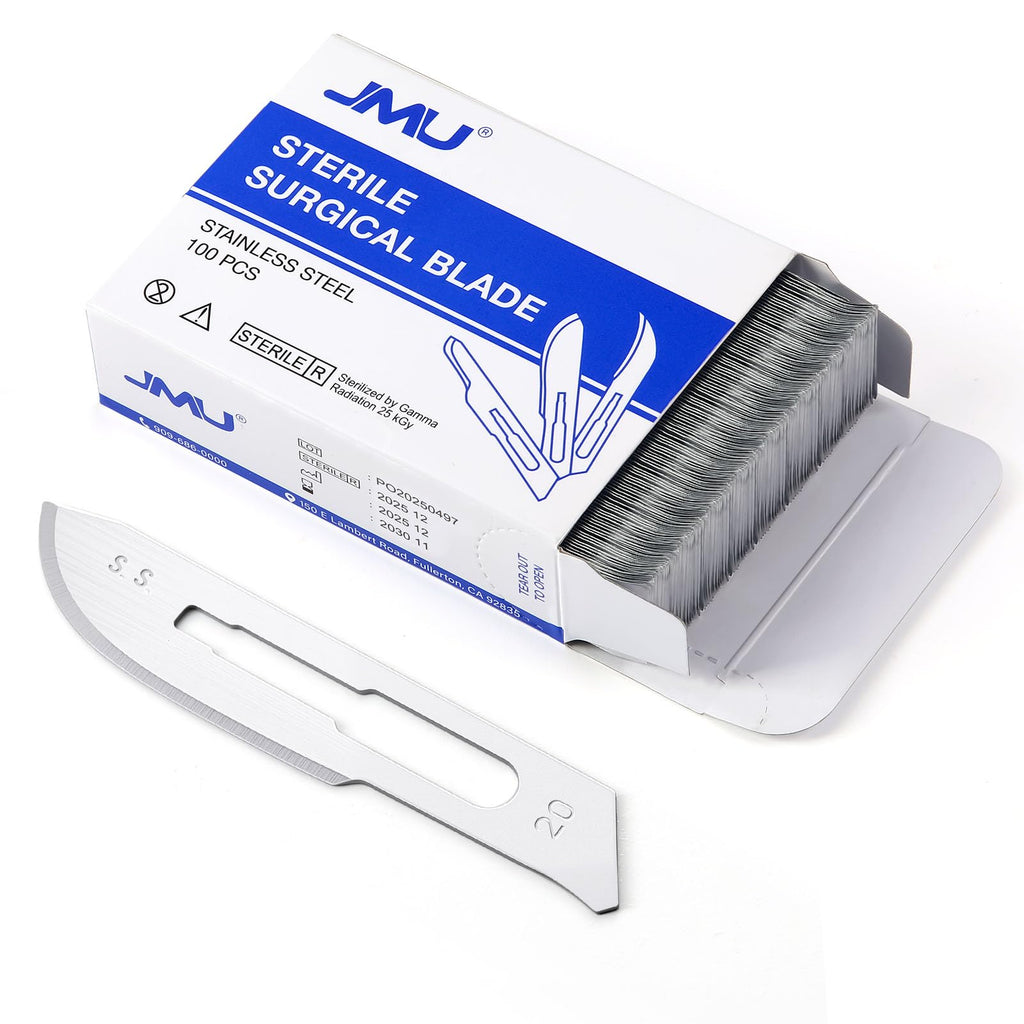 JMU 100pcs Disposable Sterile Surgical Scalpel Blades #15 | Individually Foil Wrapped, Stainless Steel Scalpel Blades