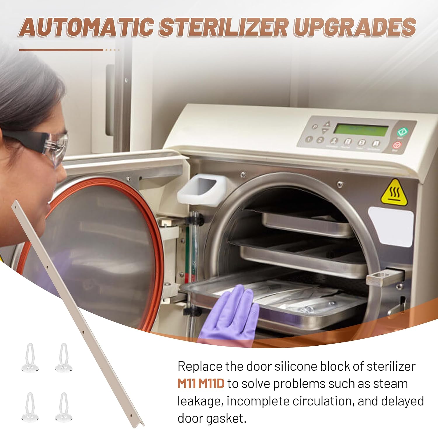 Steam Block Kit 002-1244-02 for Midmark M11 Ultraclave Automatic Sterilizer, Door Gasket Silicone Rubber Steam Block Replacement for Midmark Ritter M11, M11D Series