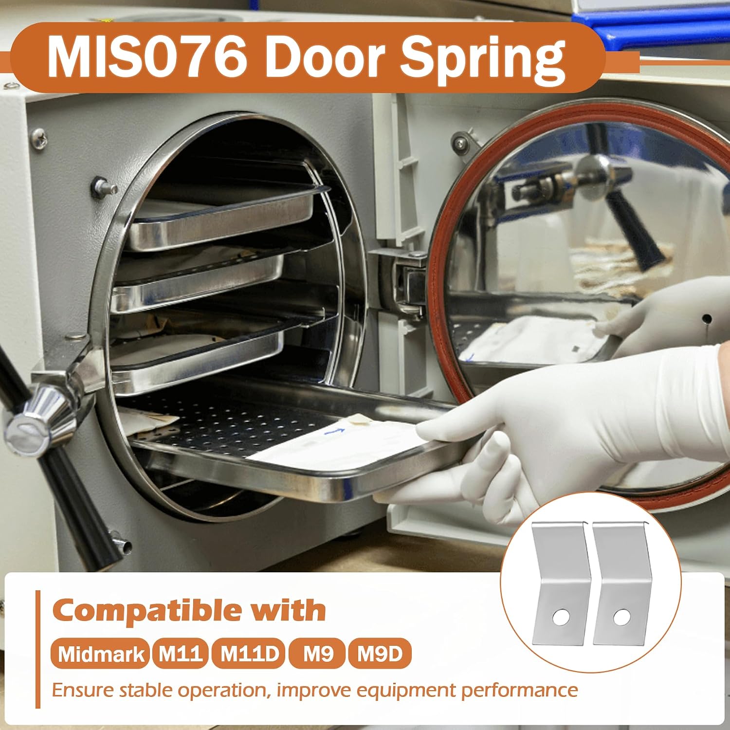 MIS076 Door Spring Compatible with Midmark Ultraclave Steam M9 M9D M11 M11D MIK072 MIK080, Door Spring Replacement for Midmark - Ritter MIS076, 2-Pack