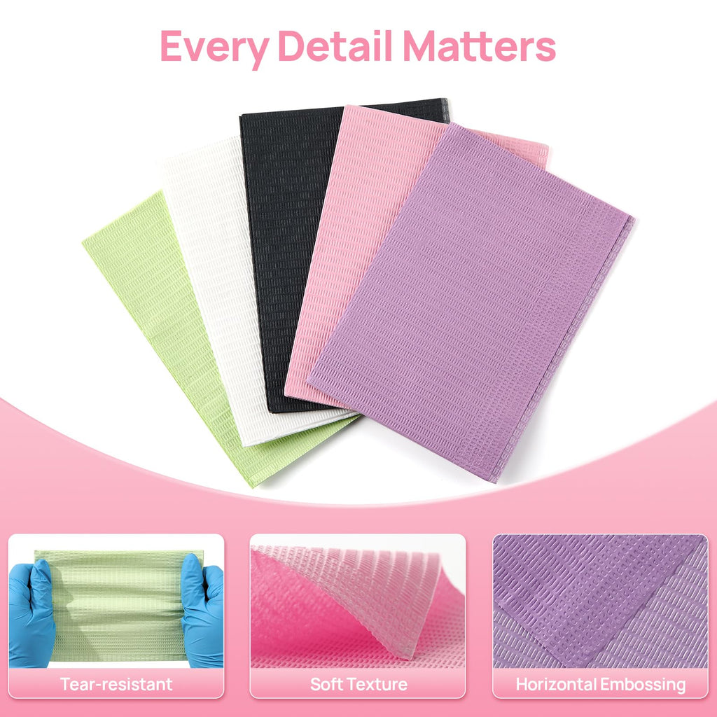 JMU Blue Dental Bibs 500, Dental Bibs Disposable, Tattoo Bibs 13" x 18" | 2-Ply Paper 1-Ply Film