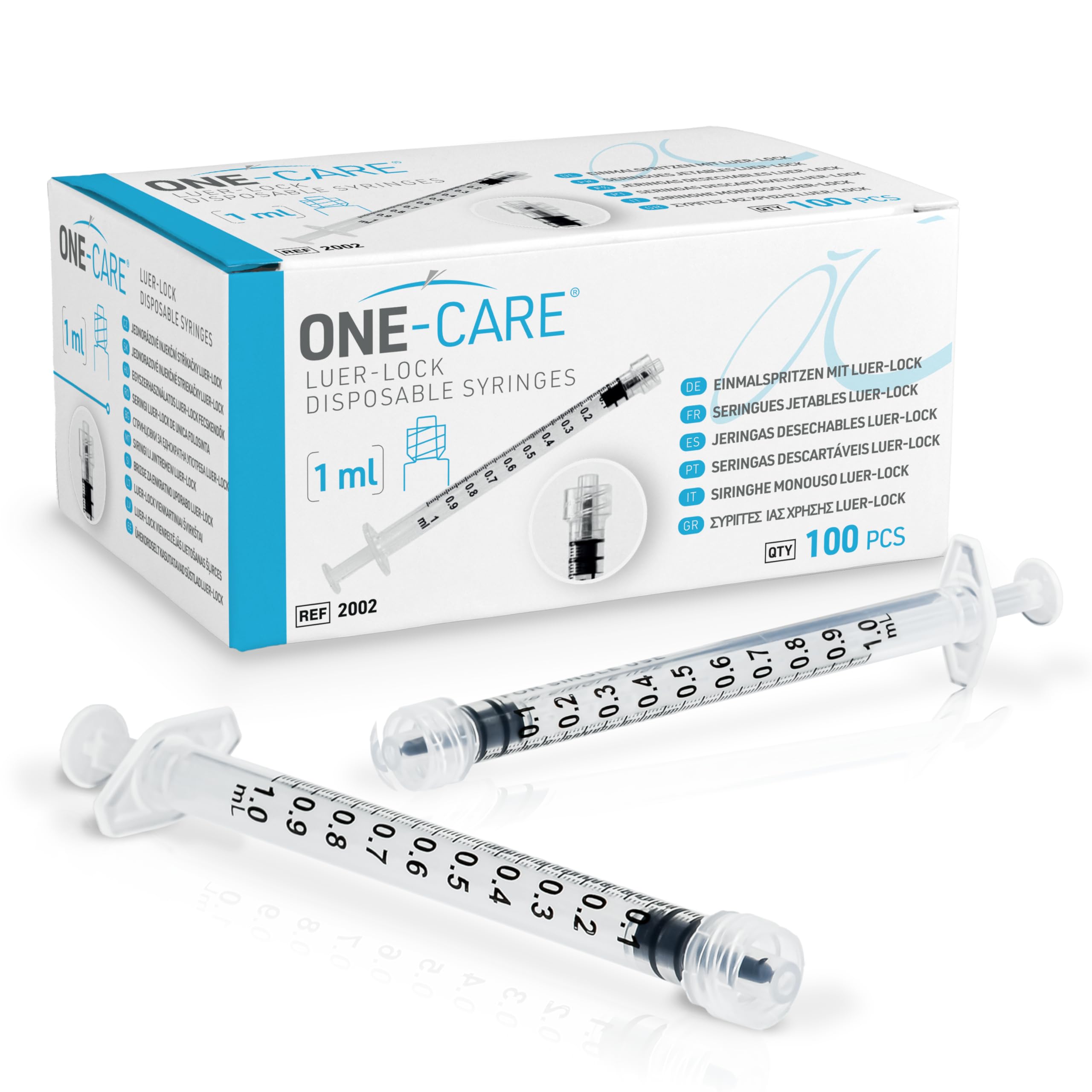 ONE-CARE 3ml Luer-Lock Syringes, Sterile, 100/bx Blister-Packed Syringes 3cc