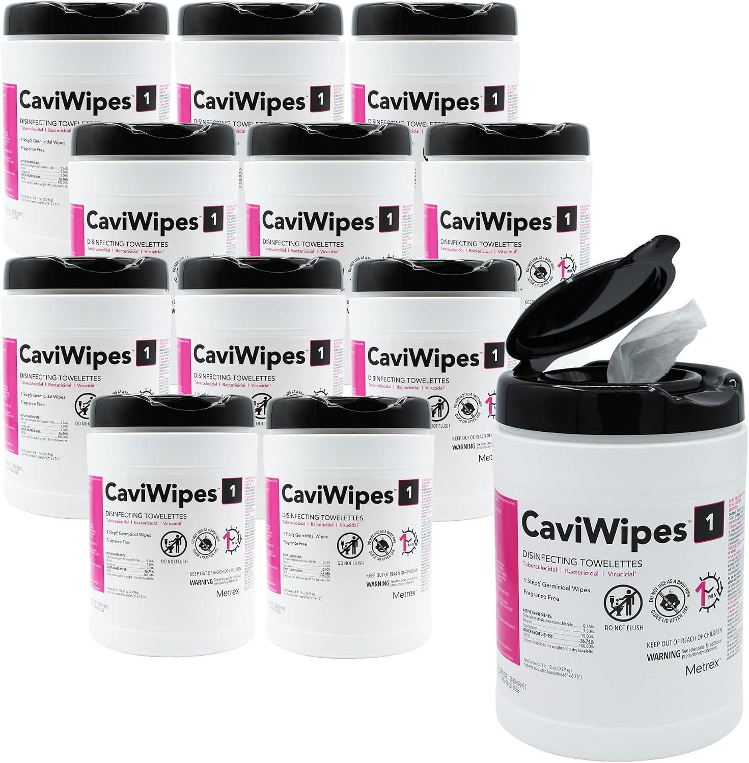 Metrex CaviWipes1 Disinfecting Wipes, 6x6.75 In, 160 Ct, 12-Pack | Unscented, Bleach-Free Wipes, Regular Everyday Cleaning Routines, Healthcare and Laboratory Settings