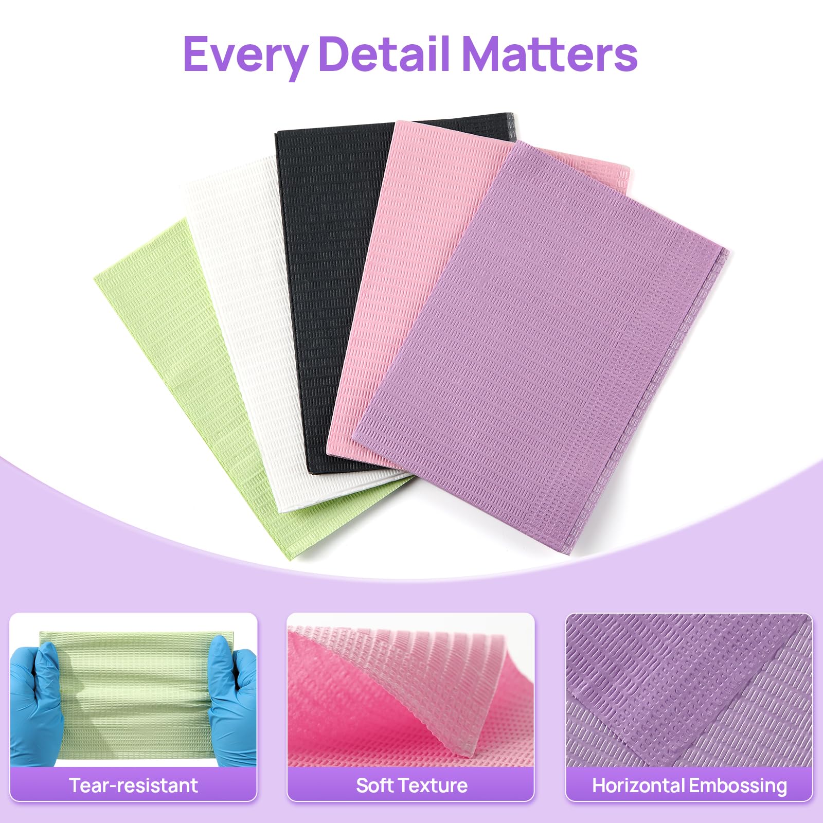 JMU Blue Dental Bibs 500, Dental Bibs Disposable, Tattoo Bibs 13" x 18" | 2-Ply Paper 1-Ply Film