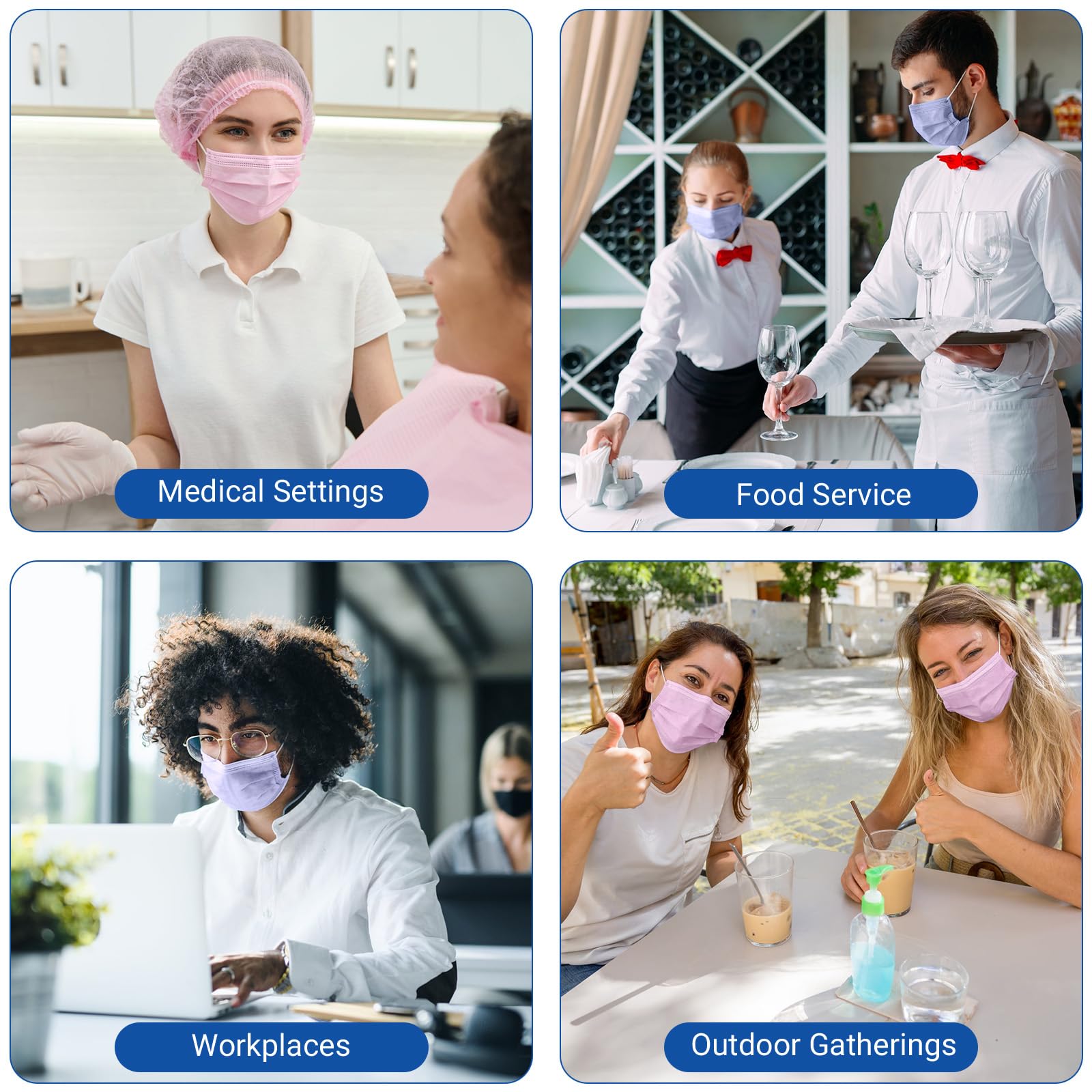 JMU Level 3 Disposable Face Mask 4-Ply for Adult, Medical Grade, ≥98% Filtration, Breathable & Comfortable, 50 Pack
