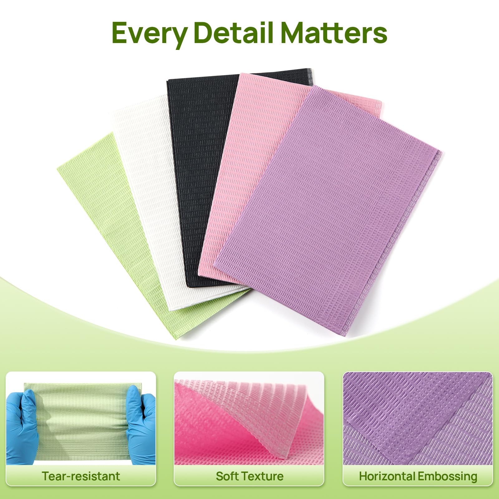 JMU Blue Dental Bibs 500, Dental Bibs Disposable, Tattoo Bibs 13" x 18" | 2-Ply Paper 1-Ply Film