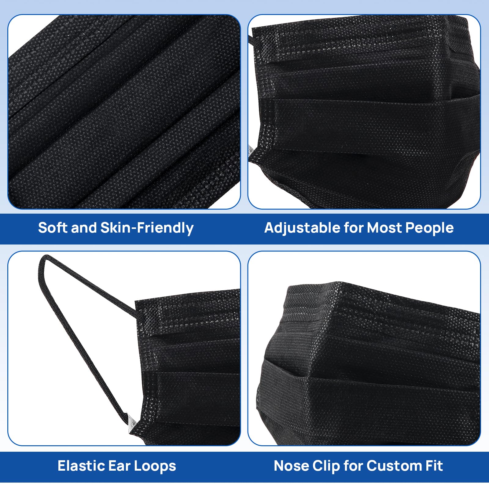 JMU Level 3 Disposable Face Mask 4-Ply for Adult, Medical Grade, ≥98% Filtration, Breathable & Comfortable, 50 Pack