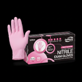 Box of 100 pink nitrile exam gloves size small